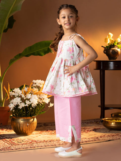 Girl's' Multicolour Kurta Palazzo Set