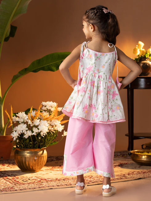 Girl's' Multicolour Kurta Palazzo Set
