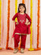 Girl's' Red Kurta Pyjama And Dupatta Set.