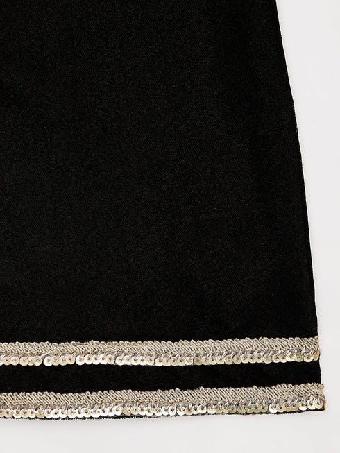 Girl's' Black Kurta Set With Dupatta