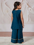 Girl's' Turquoise Kurta Set With Dupatta