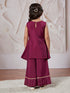 Girl's' Wine Kurta Set With Dupatta