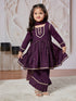 Girl's' Purple Kurta Set With Dupatta