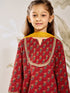 Girl's Red Floral Kurta Patiala Set