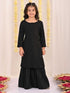 Girl's' Black Embellished Kurta Palazzo Set
