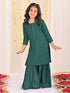 Girl's' Green Embellished Kurta Palazzo Set