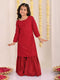 Girl's' Maroon Embellished Kurta Palazzo Set