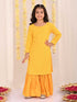 Girl's' Yellow Embellished Kurta Palazzo Set