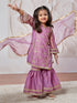 Girl's' Purple Kurta Sharara Set With Dupatta
