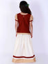 Girl's Maroon & White Pavda Pattu Lehenga Choli Set