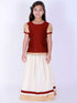 Girl's Maroon & White Pavda Pattu Lehenga Choli Set