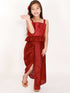 Girl's Maroon Draped Skirt With Crop Top