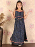 Girl's Blue Bandhani Top And Long Skirt Set