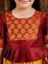 Girl's' Mustard And Maroon Lehenga Set