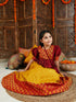 Girl's' Mustard And Maroon Lehenga Set