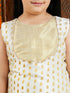 Girl's' Cream And Gold Jacquard Lehenga
