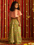 Girl's' Pink And Mint Green Georgette Lehenga Set