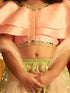 Girl's' Pink And Mint Green Georgette Lehenga Set