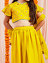 Girl's' Yellow Mirror Georgette Lehenga Set