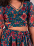 Girl's' Green Printed Organza Lehenga Set
