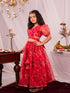 Girl's' Pink Printed Organza Lehenga Set
