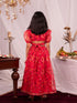 Girl's' Pink Printed Organza Lehenga Set