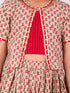 Girl's' Mint Green And Red Lehenga Set