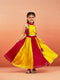 Girl's' Yellow And Red Lehenga Set