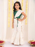Girl's Green And Cream Palazzo Saree Set