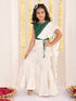 Girl's Green And Cream Palazzo Saree Set