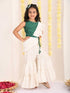 Girl's Green And Cream Palazzo Saree Set