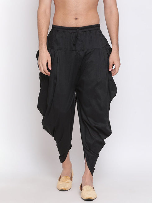 Men's Black Solid Dhoti Pant