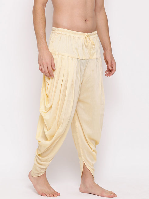 Men's Cream Solid Dhoti Pant