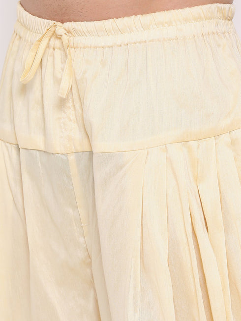 Men's Cream Solid Dhoti Pant