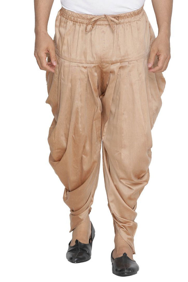 Men's Rose Gold Cotton Silk Blend Dhoti