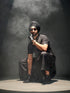 Men's Black Sequined Viscose Kurta Lungi Set