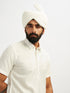 Men's White Viscose Kurta Lungi And Safa Set