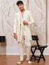 Men's Cream Silk Blend Indowestern, Kurta Pant Set