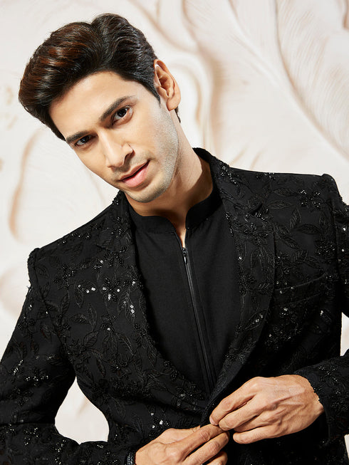 Men's Black Georgette Blazer