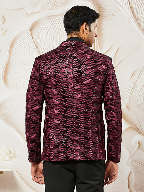 Men's Wine Velvet Blazer