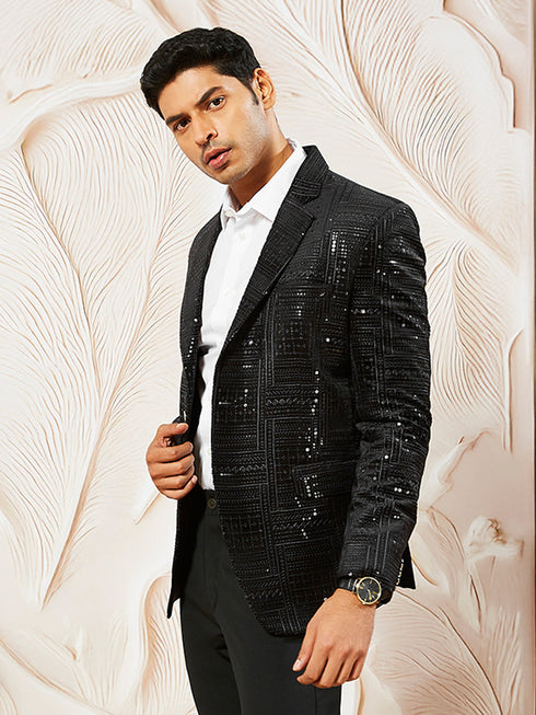 Men's Black Velvet Blazer