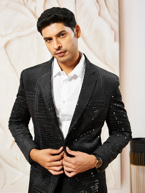 Men's Black Velvet Blazer