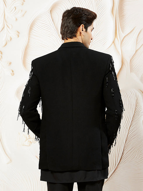 Men's Black Jacquard Blazer