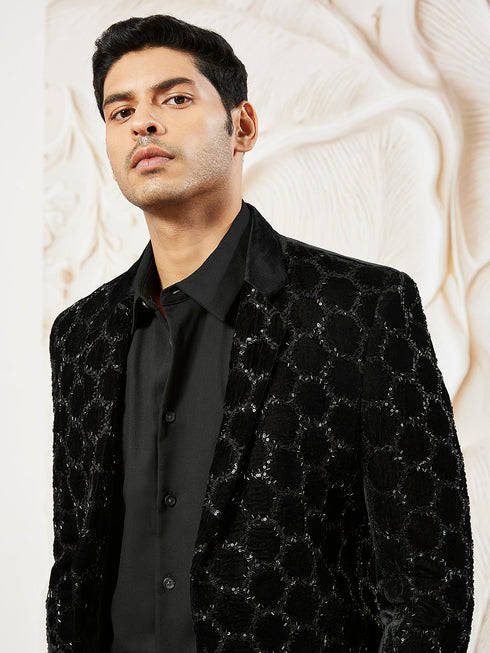 Men's Black Velvet Blazer