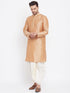 Men's Cream Silk Blend Embroidered Dhoti