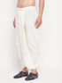Men's Cream Silk Blend Solid Pleated Dhoti