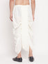 Men's Cream Silk Blend Solid Pleated Dhoti