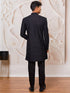 Men's Black Silk Blend Indowestern And Pant Set