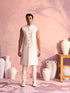 Men's Cream Schiffli Worked With Sequin Detailing Indo With Sleeveless Kurta Pant Set