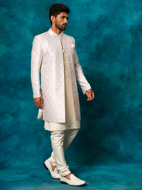 Men's Purple Imported Jacquard Indo With Kurta Pyjama Set